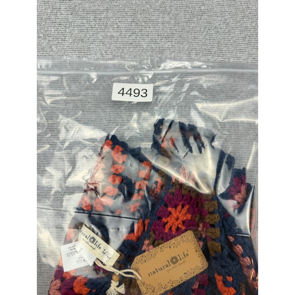 Natural Life Crochet Granny Square Tank Top Multicolor Boho Crop L/XL TOP963 NEW - Picture 6 of 11